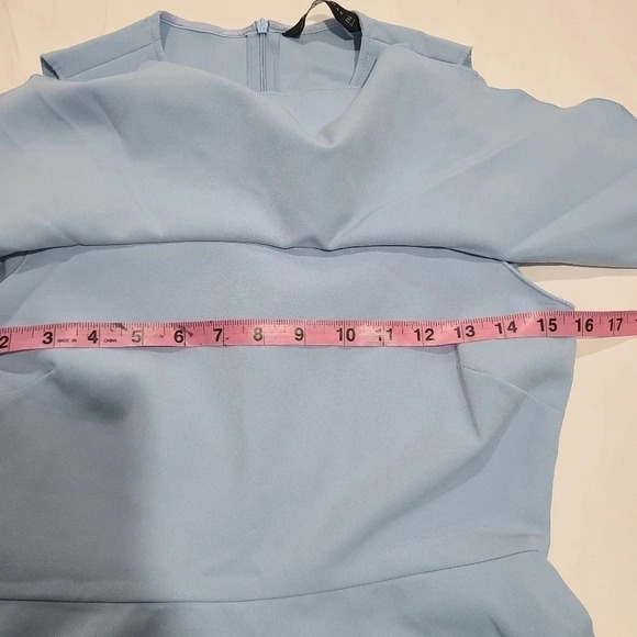 Zara Women's Cold Shoulder Ruffle Skater Mini Dress‎ Fit and Flare Blue Small - Picture 7 of 12